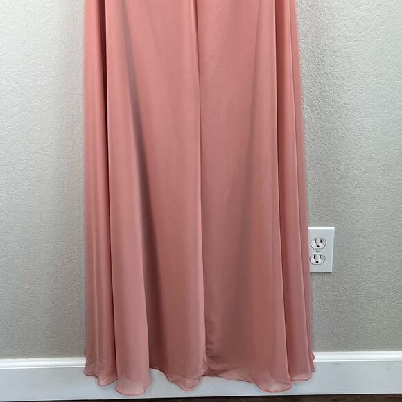 After Six Desert Rose Draped One Shoulder Maxi Dress Gown Scarf Bow 12/Med NWT - Picture 10 of 14
